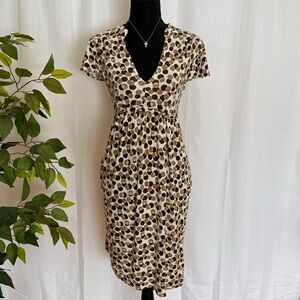 Banana Republic Brown And Cream Polka Dot Stretch Rayon Dress Size Small